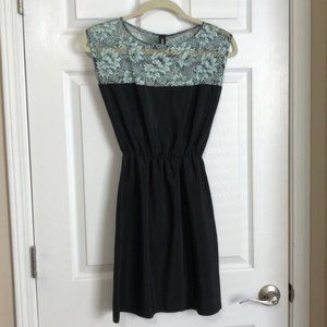 Black with Mint Green Lace Dress
